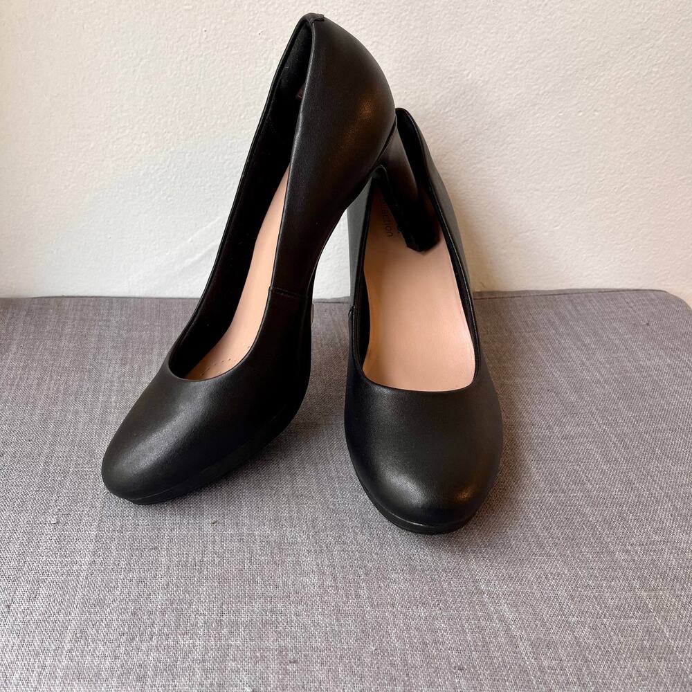 NWOT Clarks Ultimate Comfort Leather Pumps 10M Black Ambry Joy High Heel Shoes